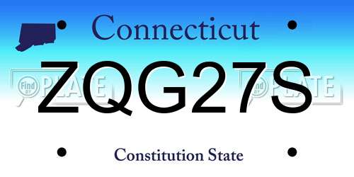 ZQG27S Connecticut License Plate