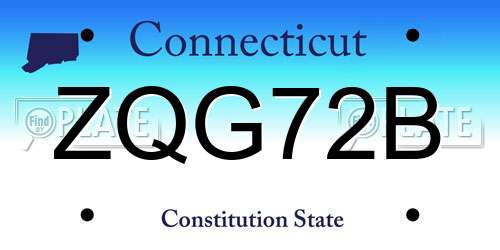 ZQG72B Connecticut License Plate