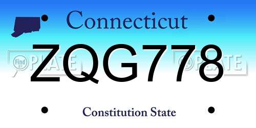 ZQG778 Connecticut License Plate