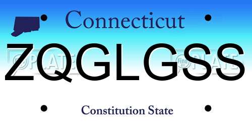 ZQGLGSS Connecticut License Plate
