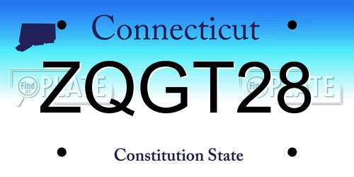 ZQGT28 Connecticut License Plate