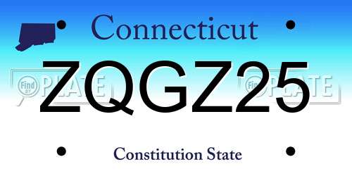 ZQGZ25 Connecticut License Plate