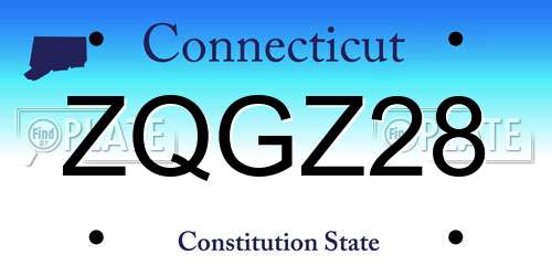 ZQGZ28 Connecticut License Plate