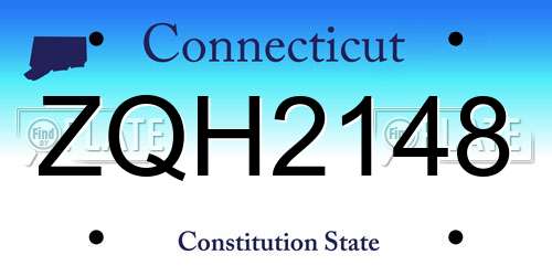 ZQH2148 Connecticut License Plate