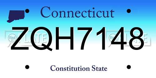 ZQH7148 Connecticut License Plate