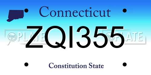 ZQI355 Connecticut License Plate