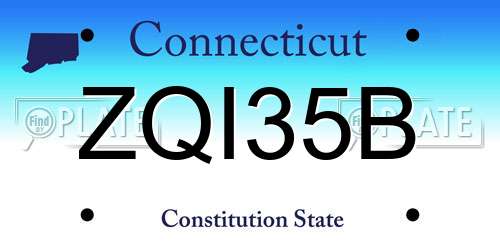 ZQI35B Connecticut License Plate