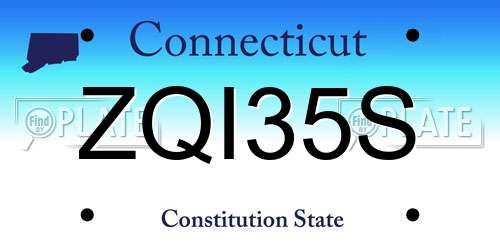 ZQI35S Connecticut License Plate