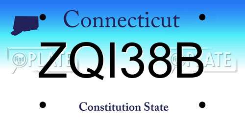 ZQI38B Connecticut License Plate