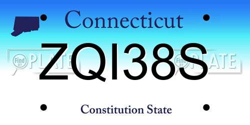 ZQI38S Connecticut License Plate