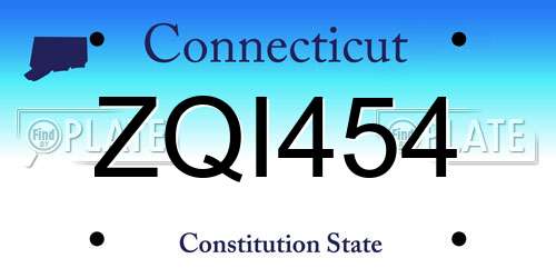 ZQI454 Connecticut License Plate