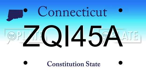 ZQI45A Connecticut License Plate