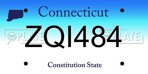 ZQI484 Connecticut License Plate