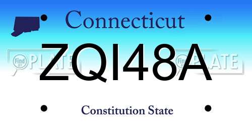 ZQI48A Connecticut License Plate