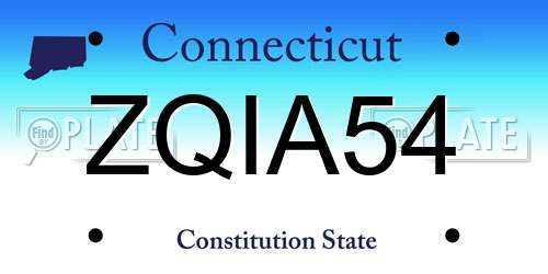 ZQIA54 Connecticut License Plate