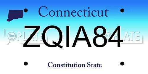 ZQIA84 Connecticut License Plate