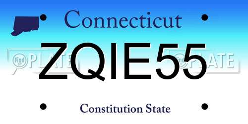 ZQIE55 Connecticut License Plate