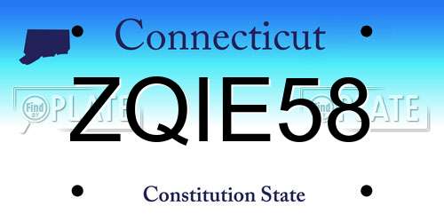 ZQIE58 Connecticut License Plate