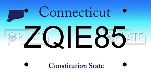 ZQIE85 Connecticut License Plate
