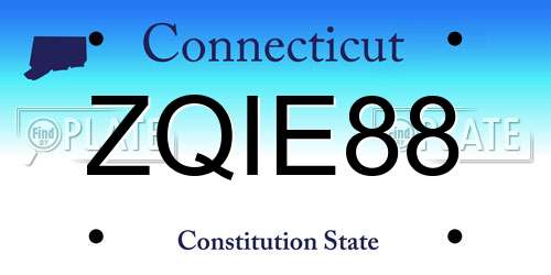 ZQIE88 Connecticut License Plate
