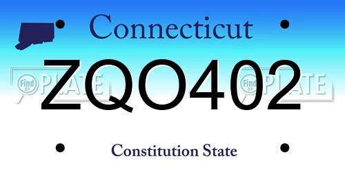 ZQO402 Connecticut License Plate