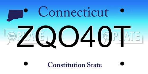 ZQO40T Connecticut License Plate