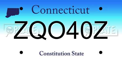 ZQO40Z Connecticut License Plate