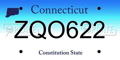 ZQO622 Connecticut License Plate