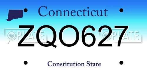 ZQO627 Connecticut License Plate