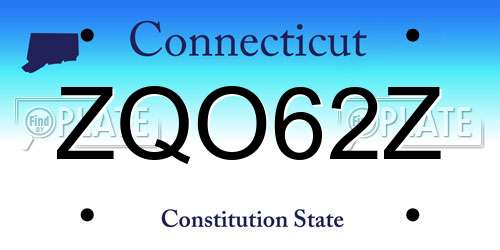 ZQO62Z Connecticut License Plate