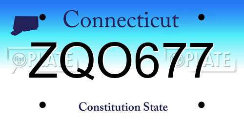 ZQO677 Connecticut License Plate