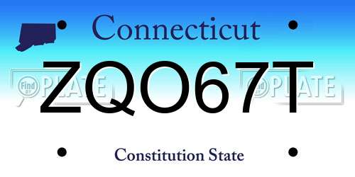ZQO67T Connecticut License Plate