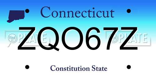 ZQO67Z Connecticut License Plate