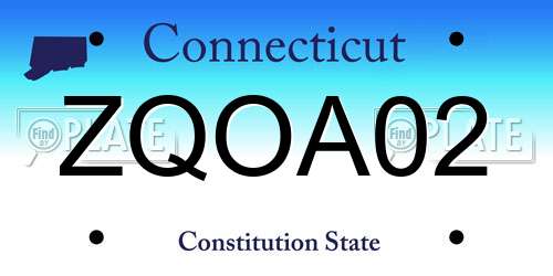 ZQOA02 Connecticut License Plate