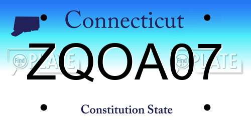 ZQOA07 Connecticut License Plate