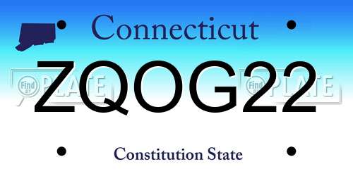 ZQOG22 Connecticut License Plate