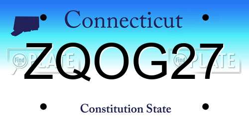 ZQOG27 Connecticut License Plate