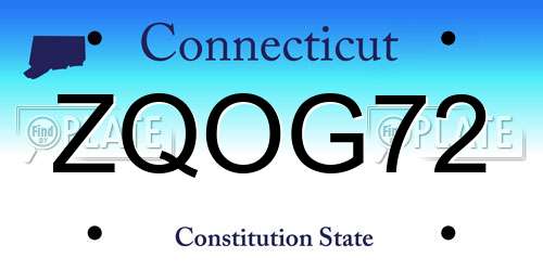 ZQOG72 Connecticut License Plate