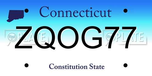 ZQOG77 Connecticut License Plate