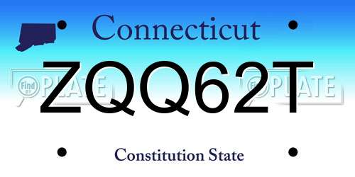 ZQQ62T Connecticut License Plate