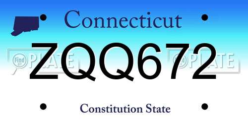 ZQQ672 Connecticut License Plate