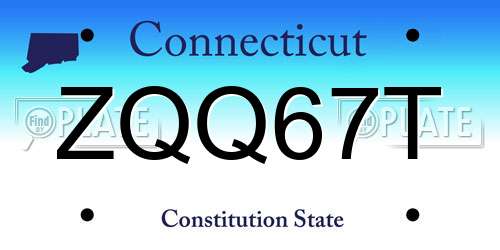 ZQQ67T Connecticut License Plate