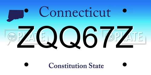 ZQQ67Z Connecticut License Plate