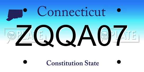 ZQQA07 Connecticut License Plate