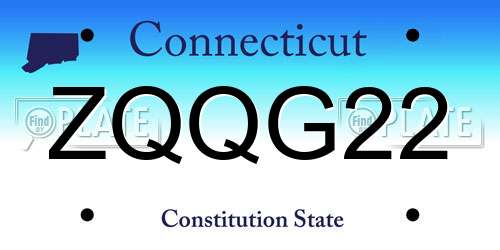 ZQQG22 Connecticut License Plate