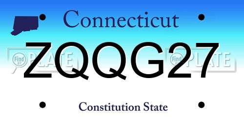 ZQQG27 Connecticut License Plate