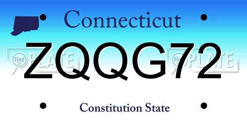 ZQQG72 Connecticut License Plate