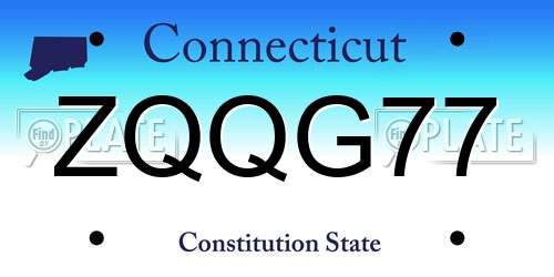 ZQQG77 Connecticut License Plate