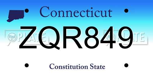 ZQR849 Connecticut License Plate