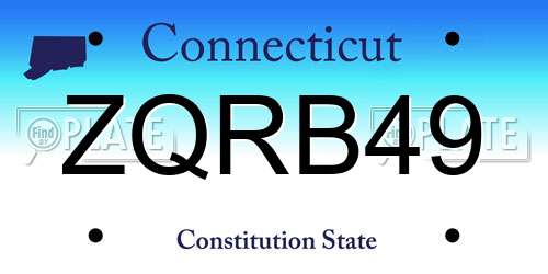 ZQRB49 Connecticut License Plate